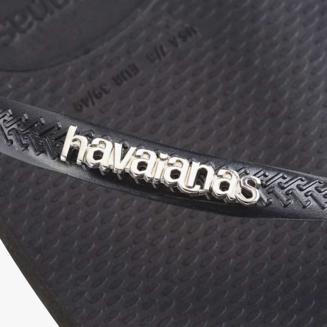 HAVAIANAS SLIM SQUARE LOGO METALLIC BLACK/SILVER