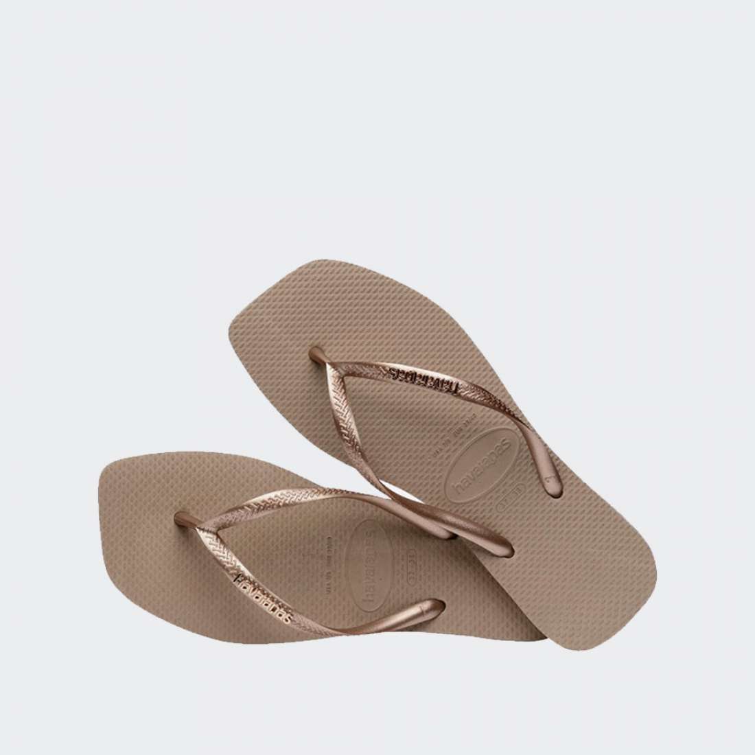 HAVAIANAS SLIM SQUARE LOGO METALLIC ROSE GOLD