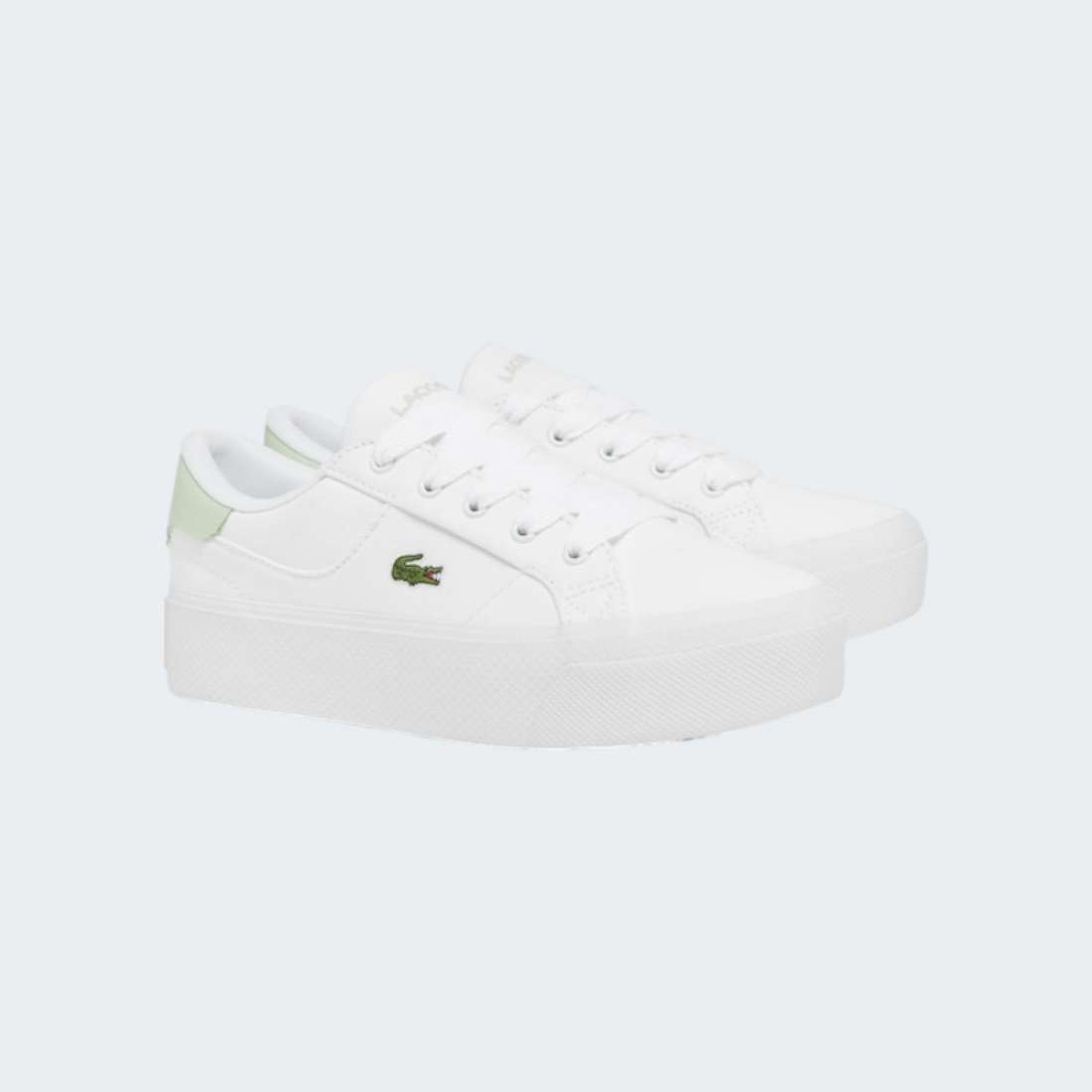 LACOSTE ZIANE PLATFORM WHT/LT GRN