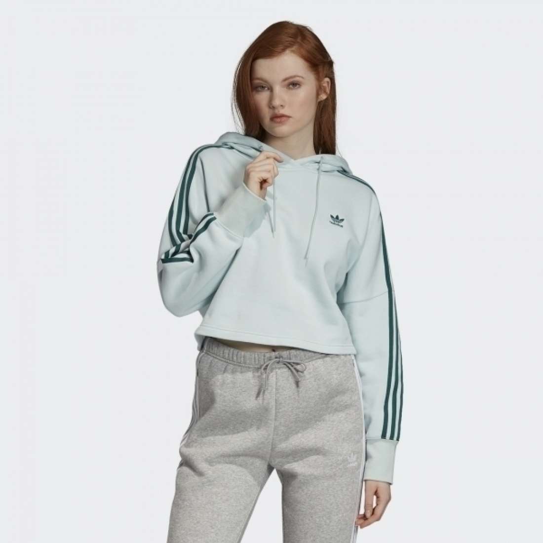 Originals adicolor cropped clearance hoodie in mint green