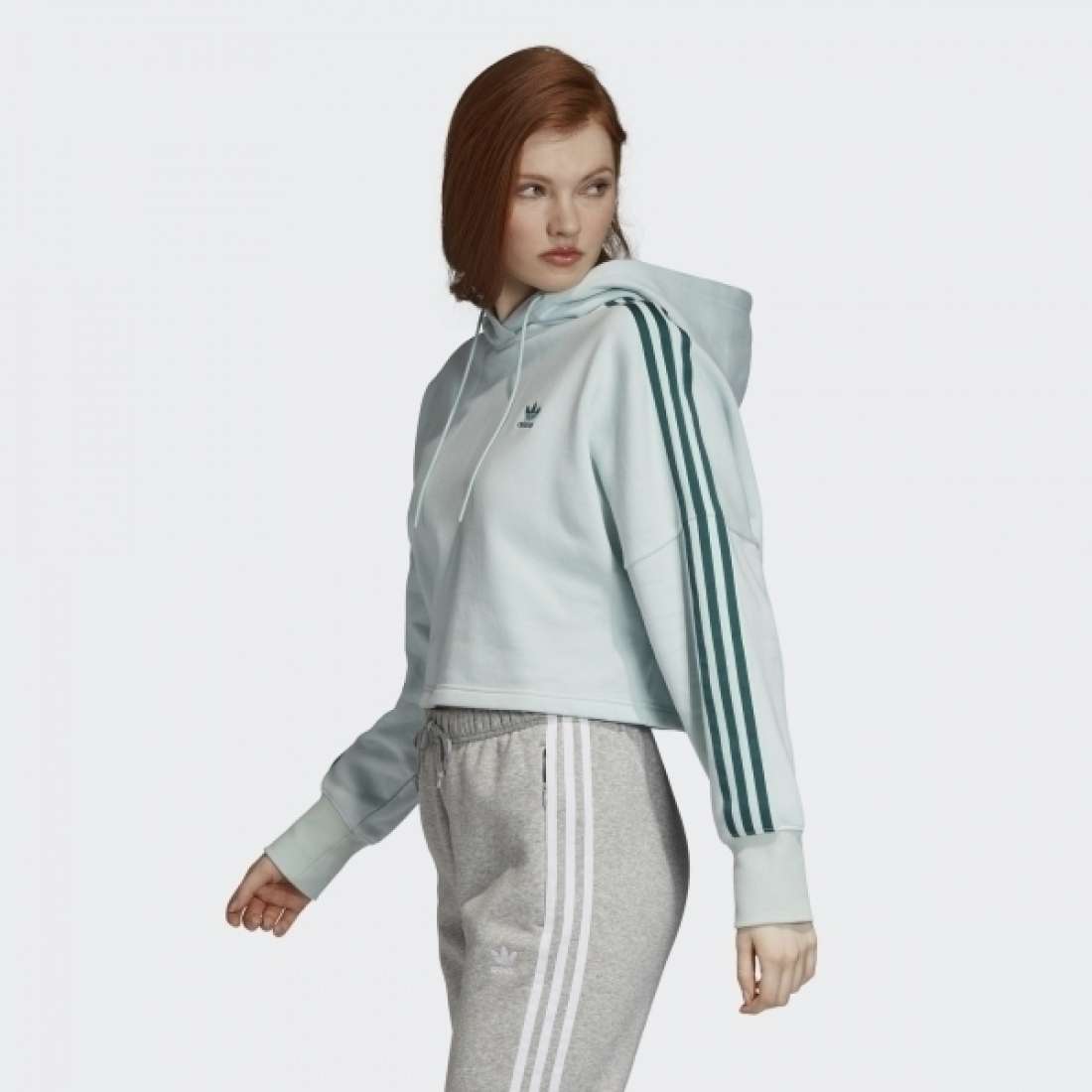 Adidas cropped hoodie vapour green sale