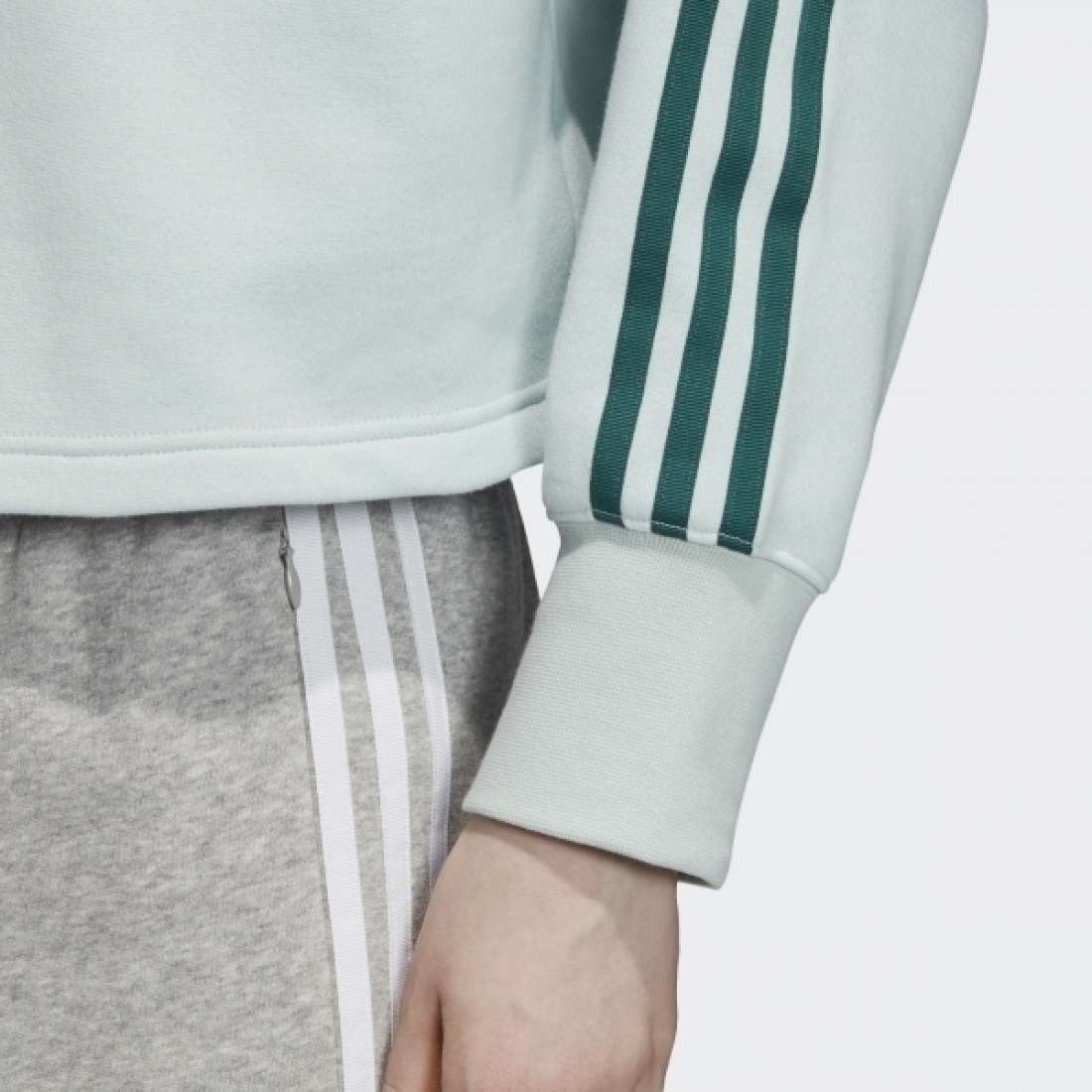 Adidas cropped on sale hoodie vapour green