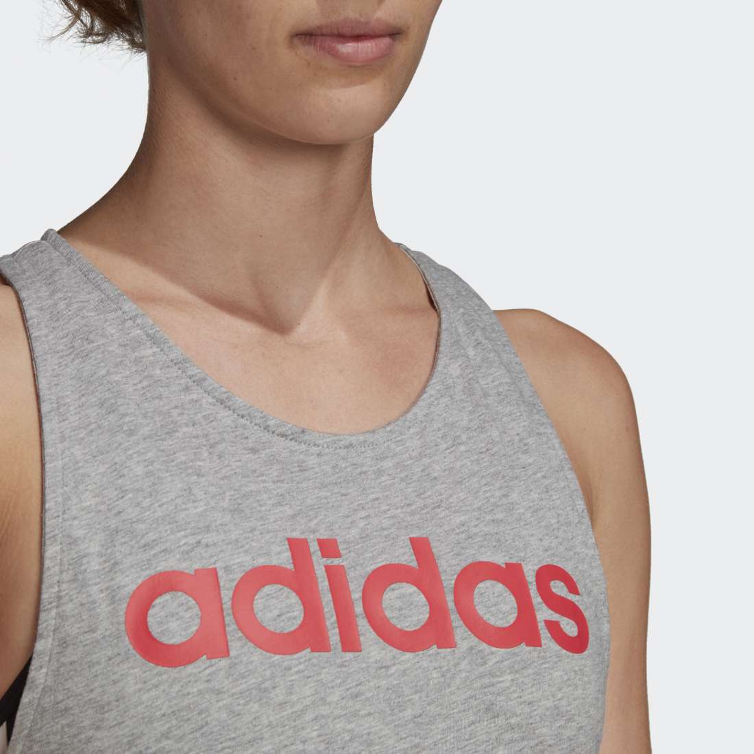 TOP ADIDAS ESSENTIALS LINEAR W MEDIUM GREY HEATHER / CORE PINK