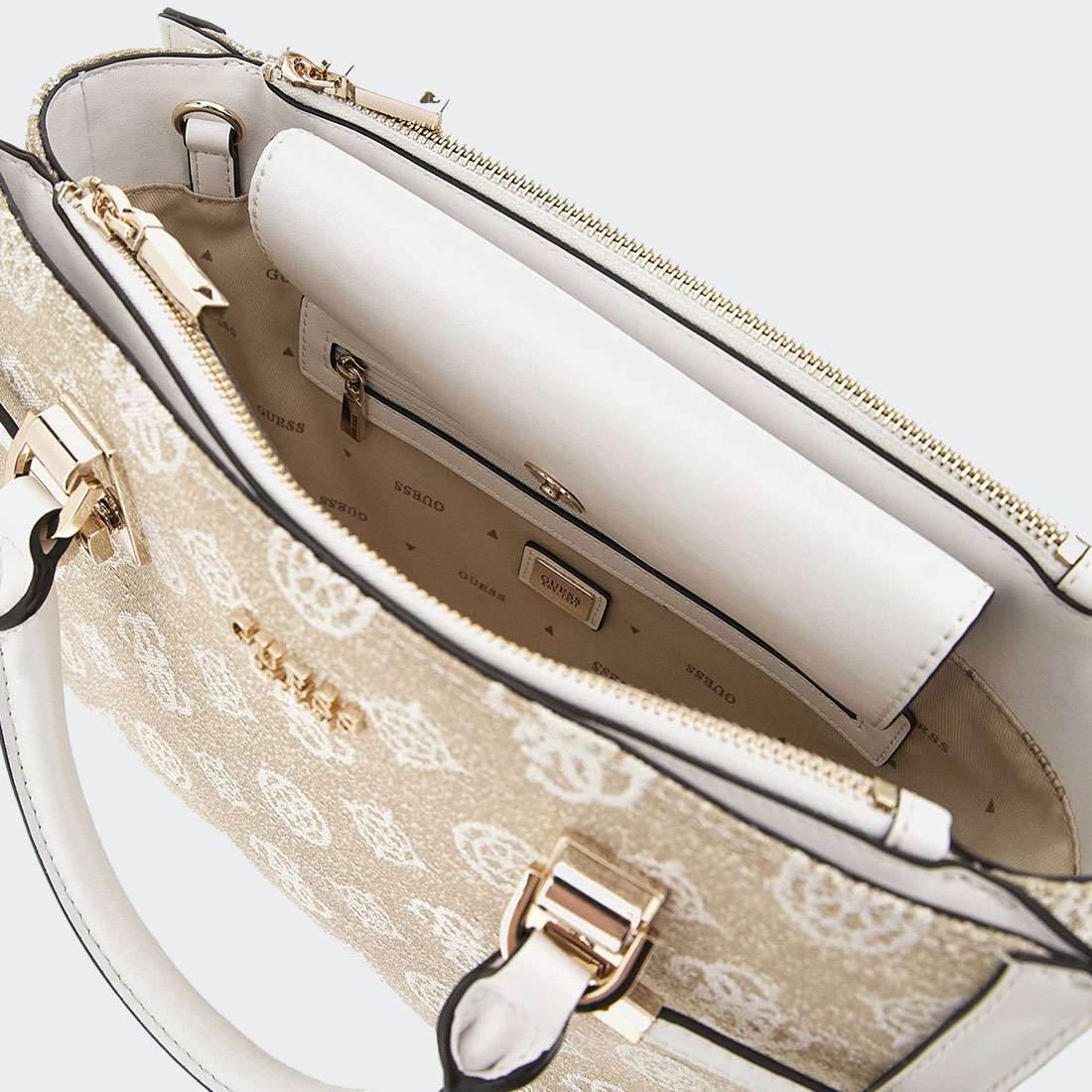 MALA GUESS LORALEE STATUS SATCHEL WHITE LOGO