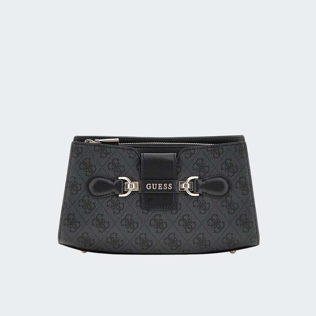 MALA GUESS NOLANA CROSSBODY TOP ZIP COAL LOGO