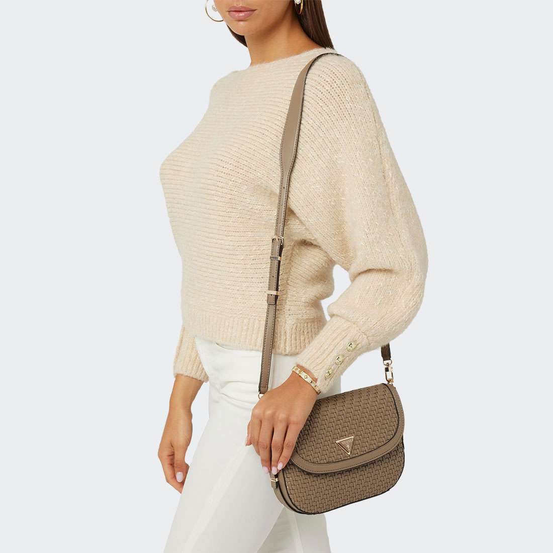 MALA GUESS MURIELLE FLAP SHOULDER DARK TAUPE