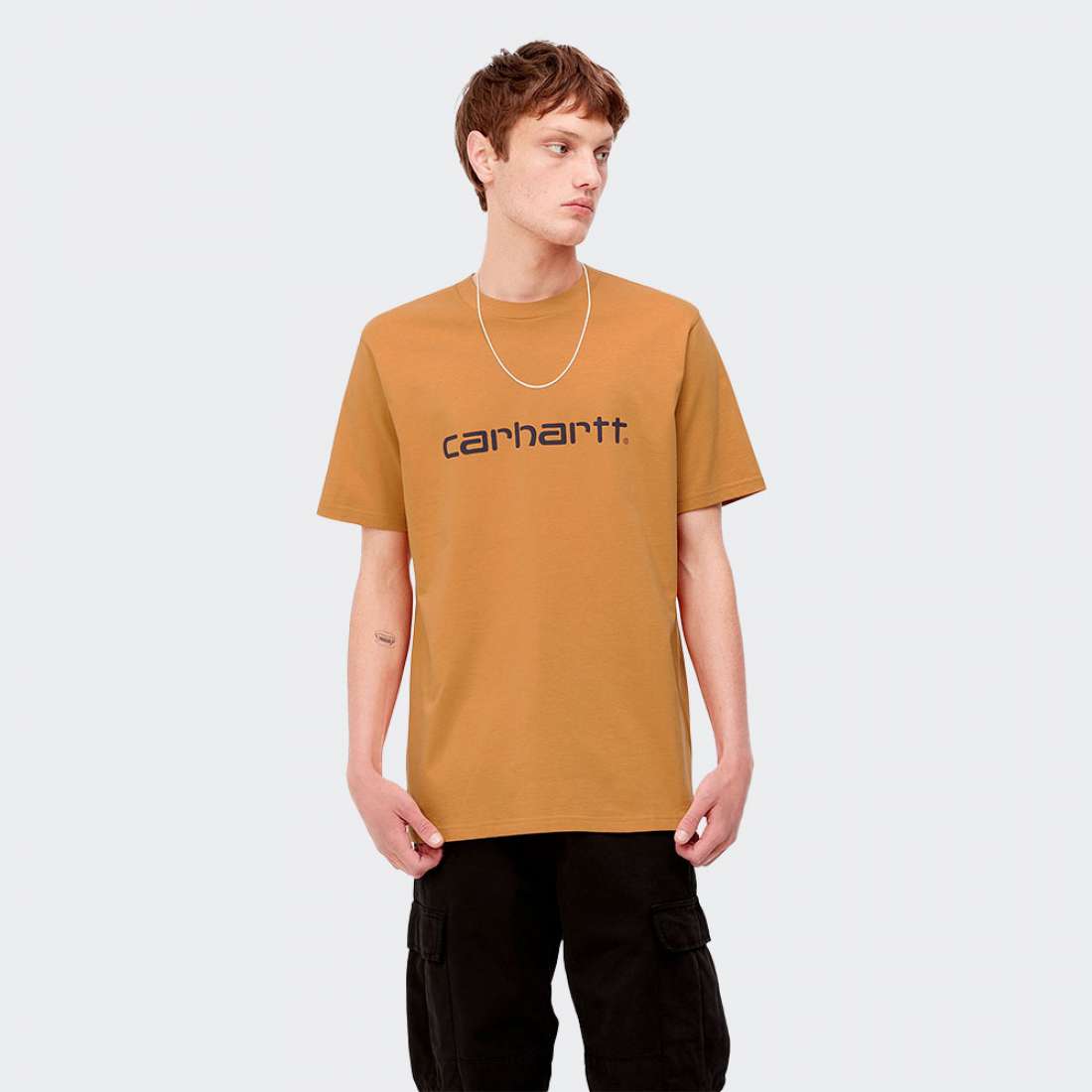 TSHIRT CARHARTT WIP SCRIPT OCHRE/DARK NAVY