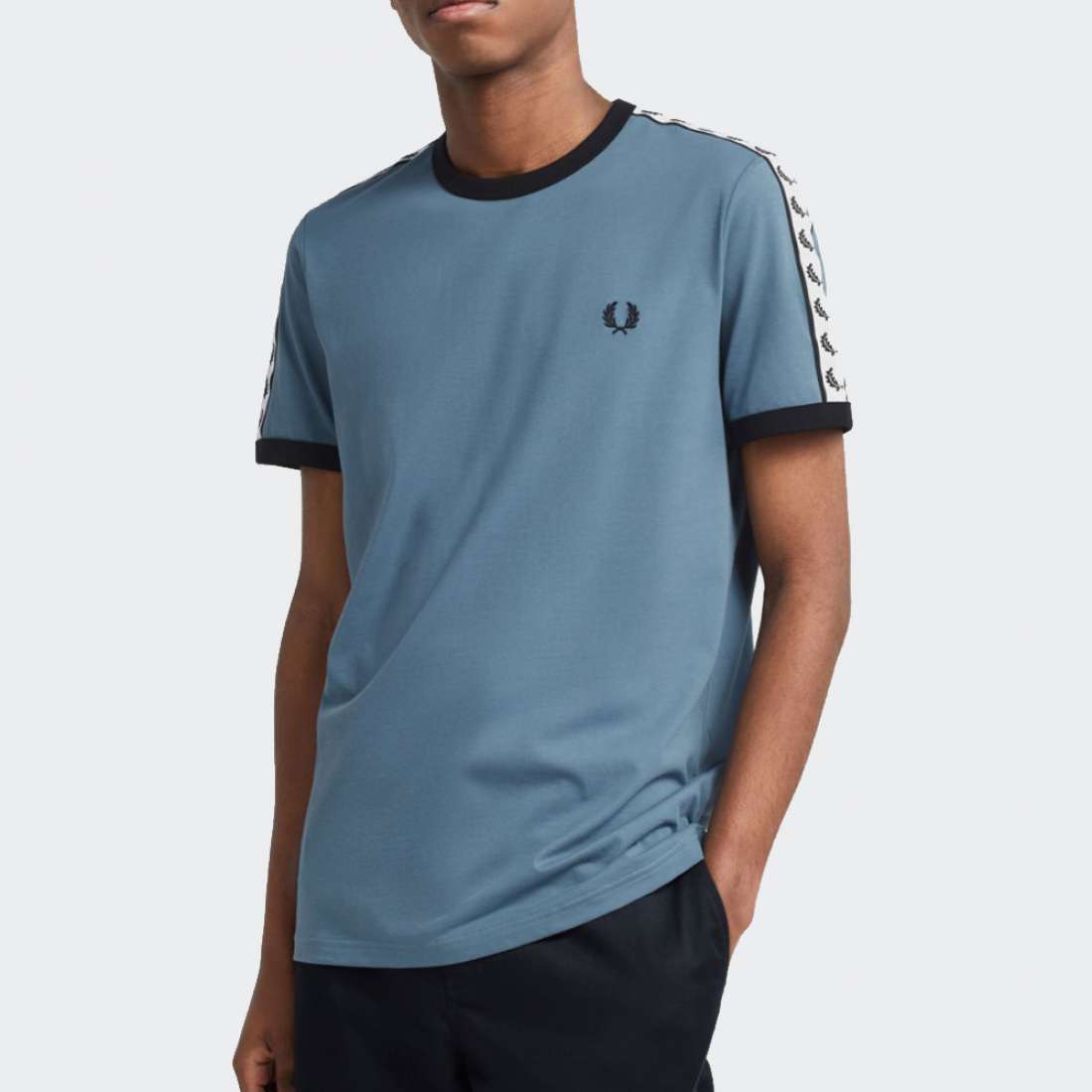 TSHIRT FRED PERRY M6347 RINGER BLUE SLATE