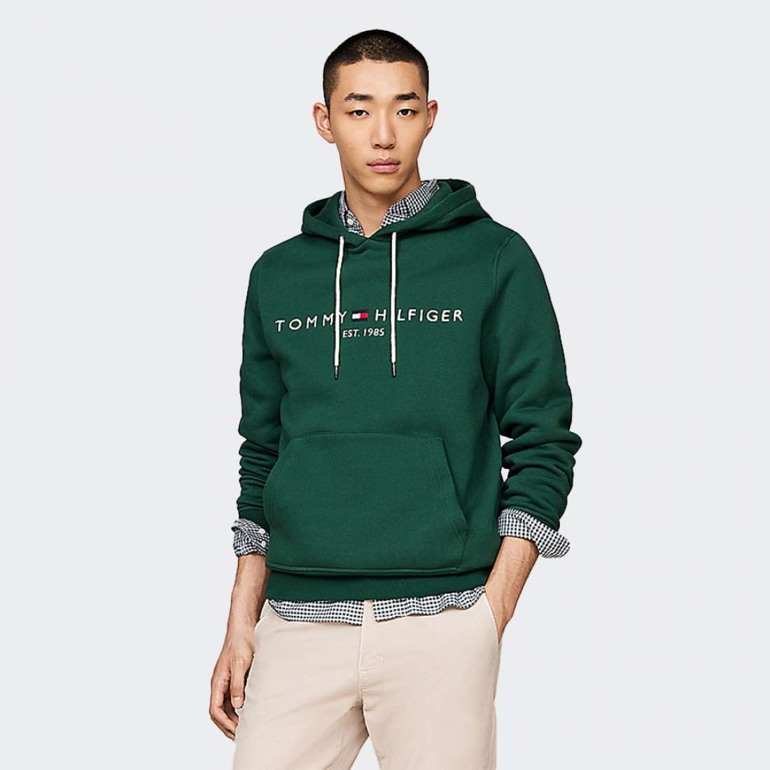 HOODIE TOMMY HILFIGER LOGO ORNAMENTAL GREEN