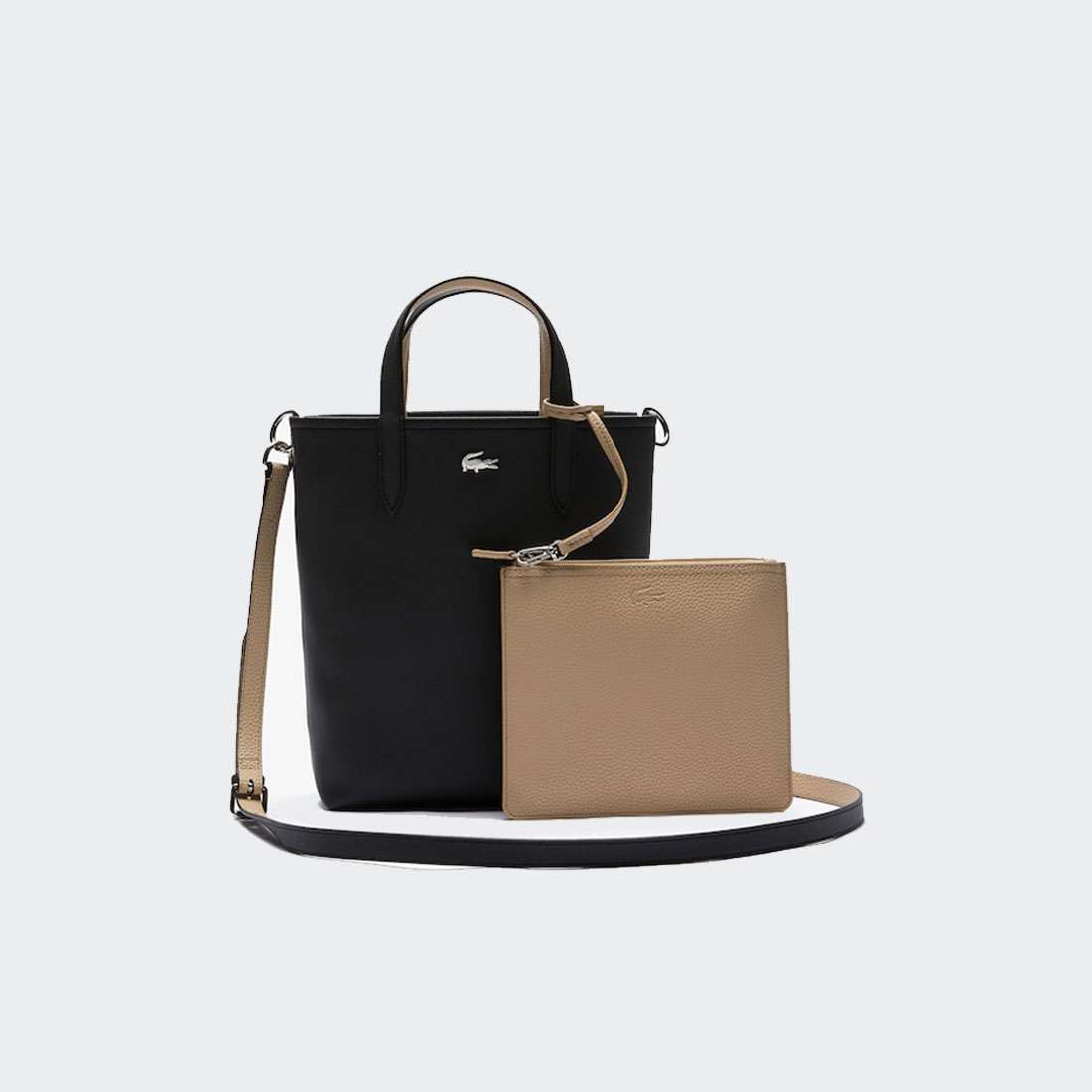 MALA LACOSTE VERTICAL ANNA NOIR FARINE