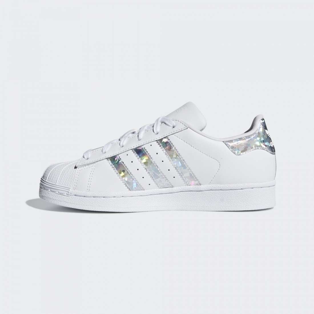 adidas superstar j white metallic silver