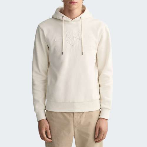 HOODIE GANT EMBOSSED CREAM