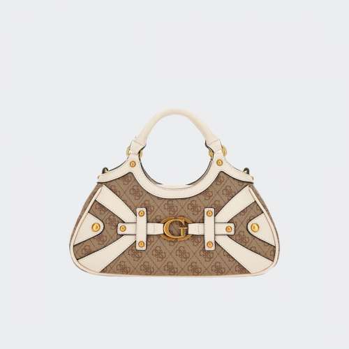 MALA GUESS MINTHA SMALL SATCHEL LATTE LOGO/STONE