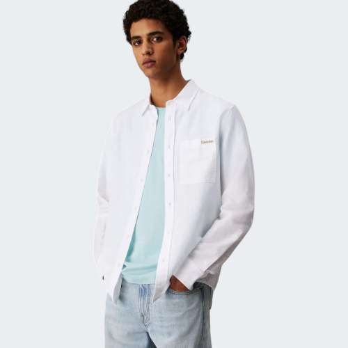 CAMISA CALVIN KLEIN LINEN BRIGHT WHITE