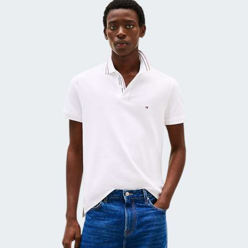 POLO TOMMY HILFIGER PLACKET INTEREST WHITE