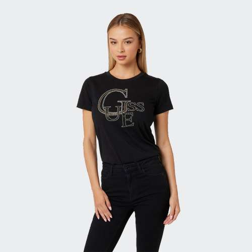 TSHIRT GUESS CN STUDDED JBLK