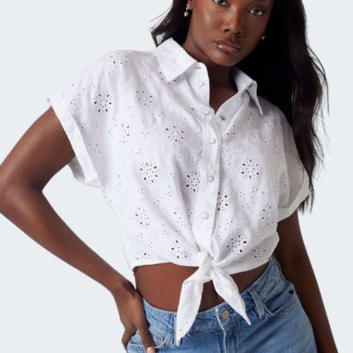 CAMISA GUESS NEW SS BRIGITTE EMBRO G011